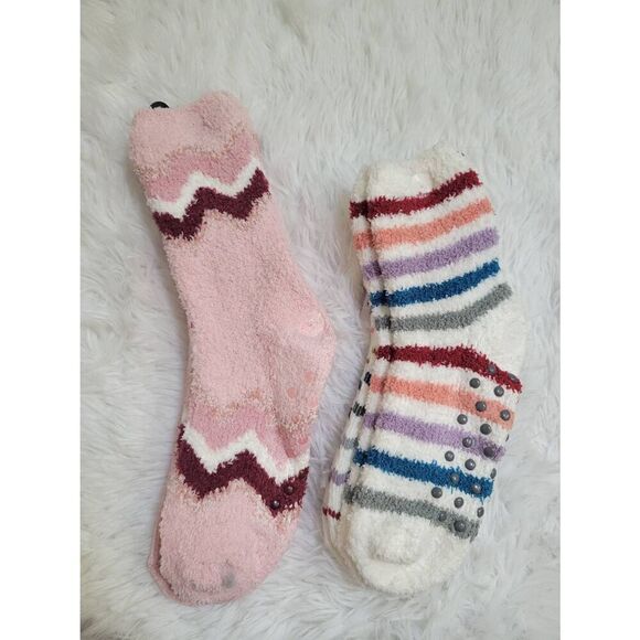 JoySpun Sz (4-10) Set of 2 Pair (4 total) Women's Plush No Slip Grip Socks - Picture 3 of 4